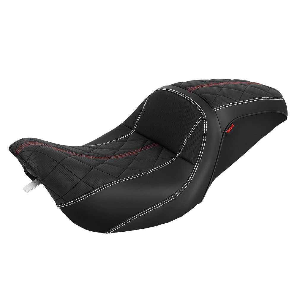 Red & White Stitching Gel 2-Up Seat For Harley Road King EFI FLHRI 1997-2007