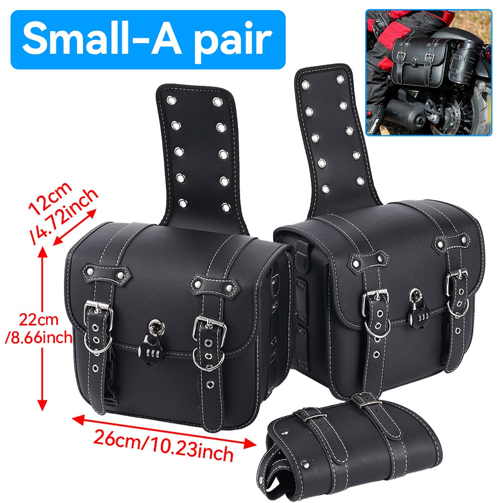 Motorcycle Saddlebags Leather Waterproof Universal Pair for Harley Honda Yamaha