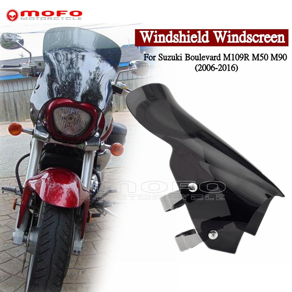 Dark Tint Sport Windshield Clamp Mount For Suzuki Boulevard M109R Cruiser M50