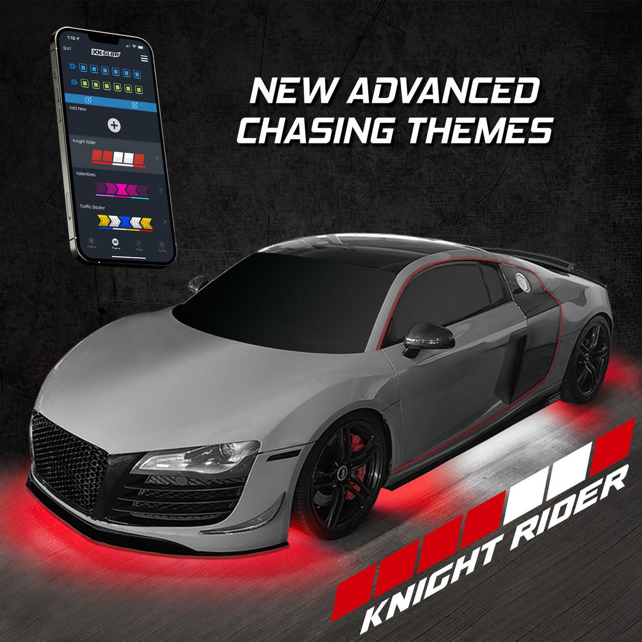 Xkglow AP-CAR-ADV XKAlpha 8PC RGBW Addressable LED Underglow Kit App Controlled