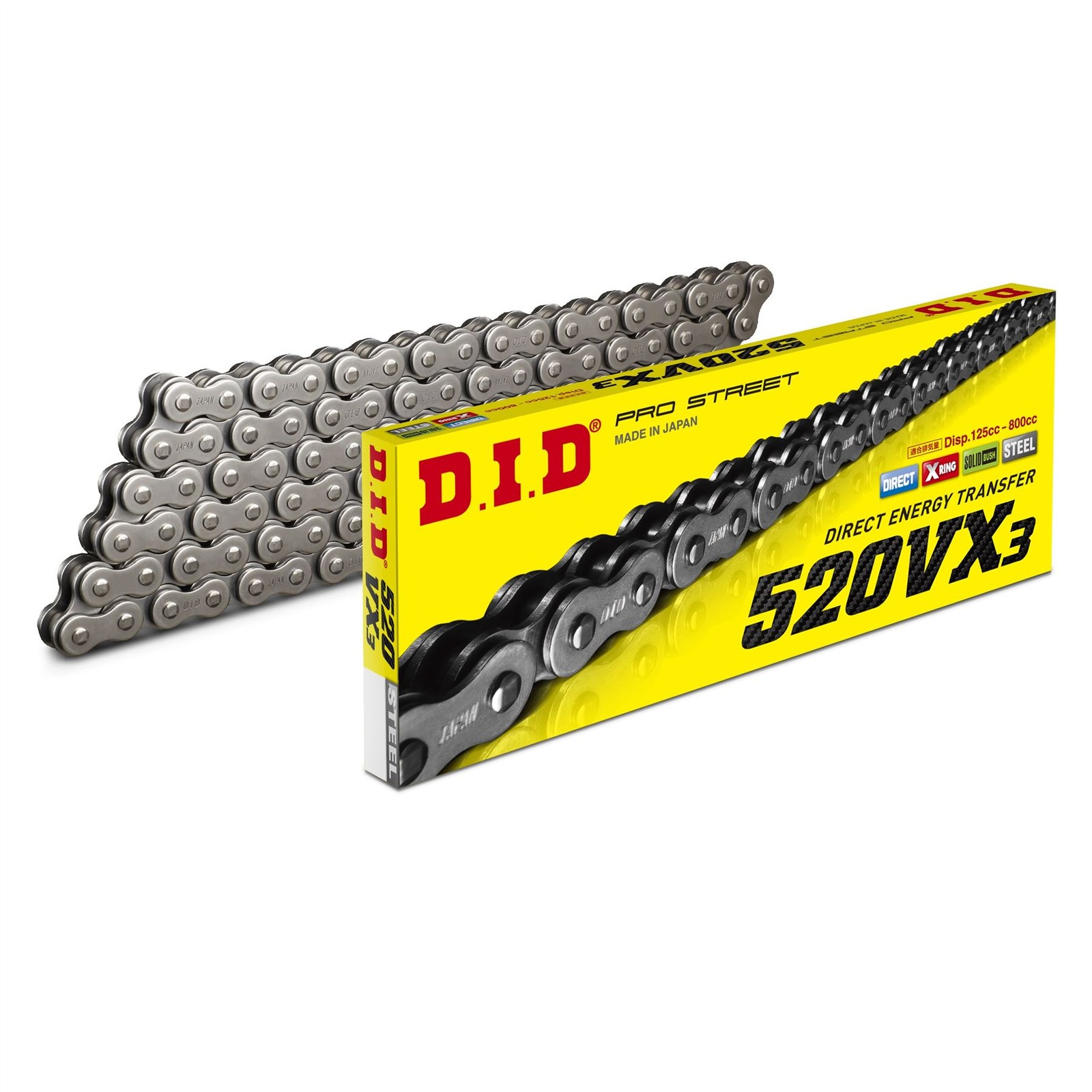 D.I.D. VX X-Ring Chain Black 520-114 Kawasaki KX125 M2,M3,M6F,M7F,M8F 2004-2008