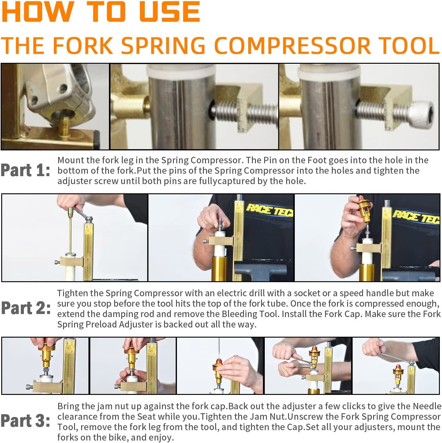 TFSC 01 Fork Spring Compressor Tool Fits Most Current Sport Bikes, Road Racers
