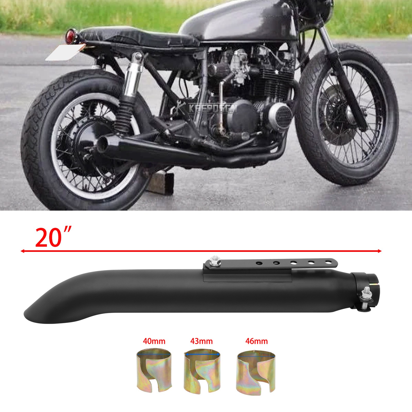 20″ Exhaust Muffler Pipe Slip-On For Kawasaki KZ1000 KZ650 KZ400 KZ550 KZ750