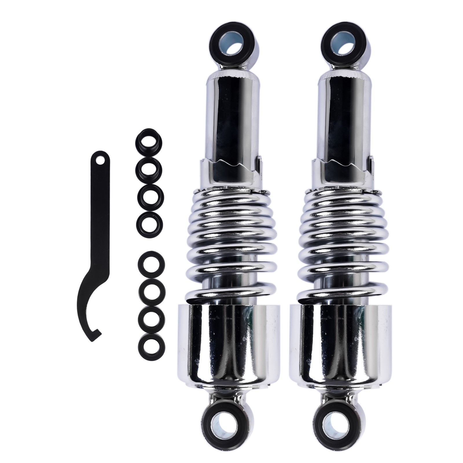 New Chrome 10.5″ Rear Shocks Absorbers Lowering For Harley Road King Tour Glide