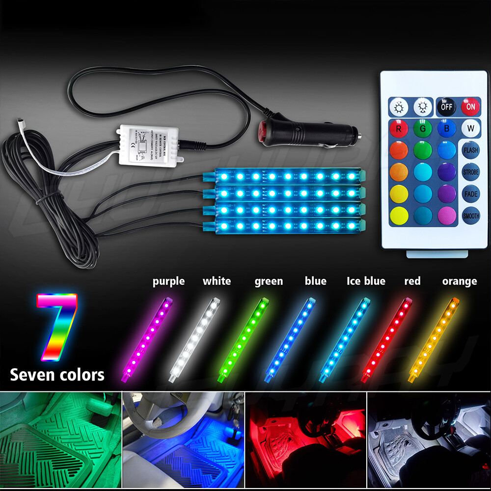 RGB 4PCS 12V 12″ 15SMD Flexible LED Strip Light Waterproof For Car Truck Boat