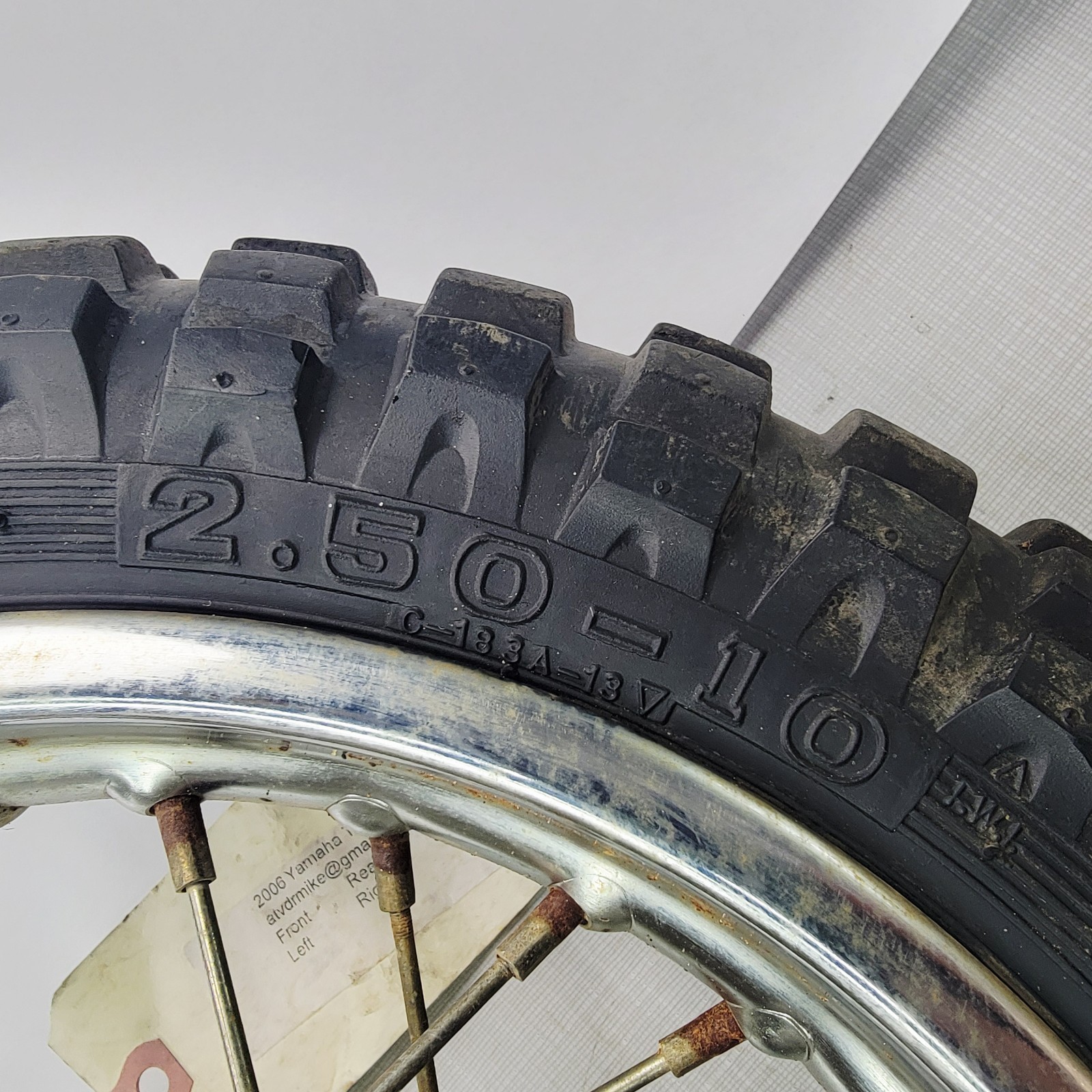 2006 06-25 Yamaha TTR 50 Front Wheel Rim With New Tire Included 10×2.50 Kenda