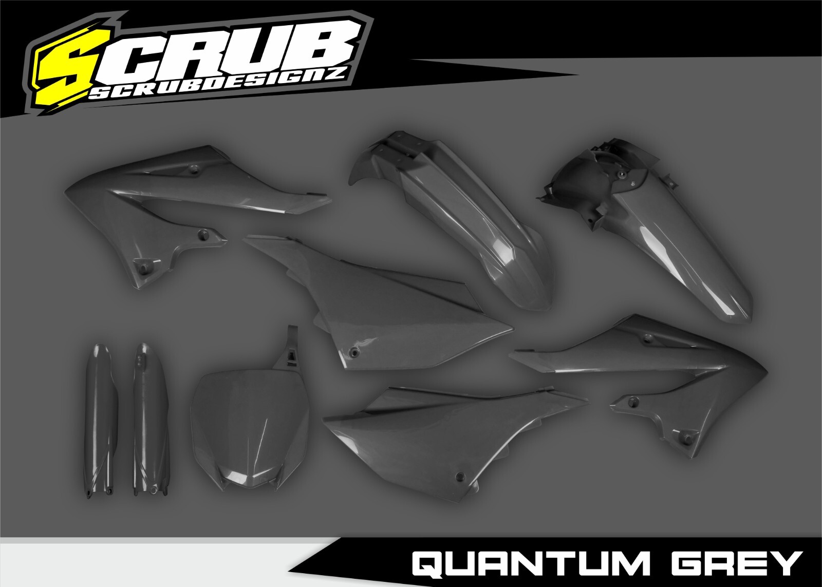 Yamaha YZ125 YZ250 2022 2023 2024 2025 2-Stroke Plastics kit + Fork guards Gray