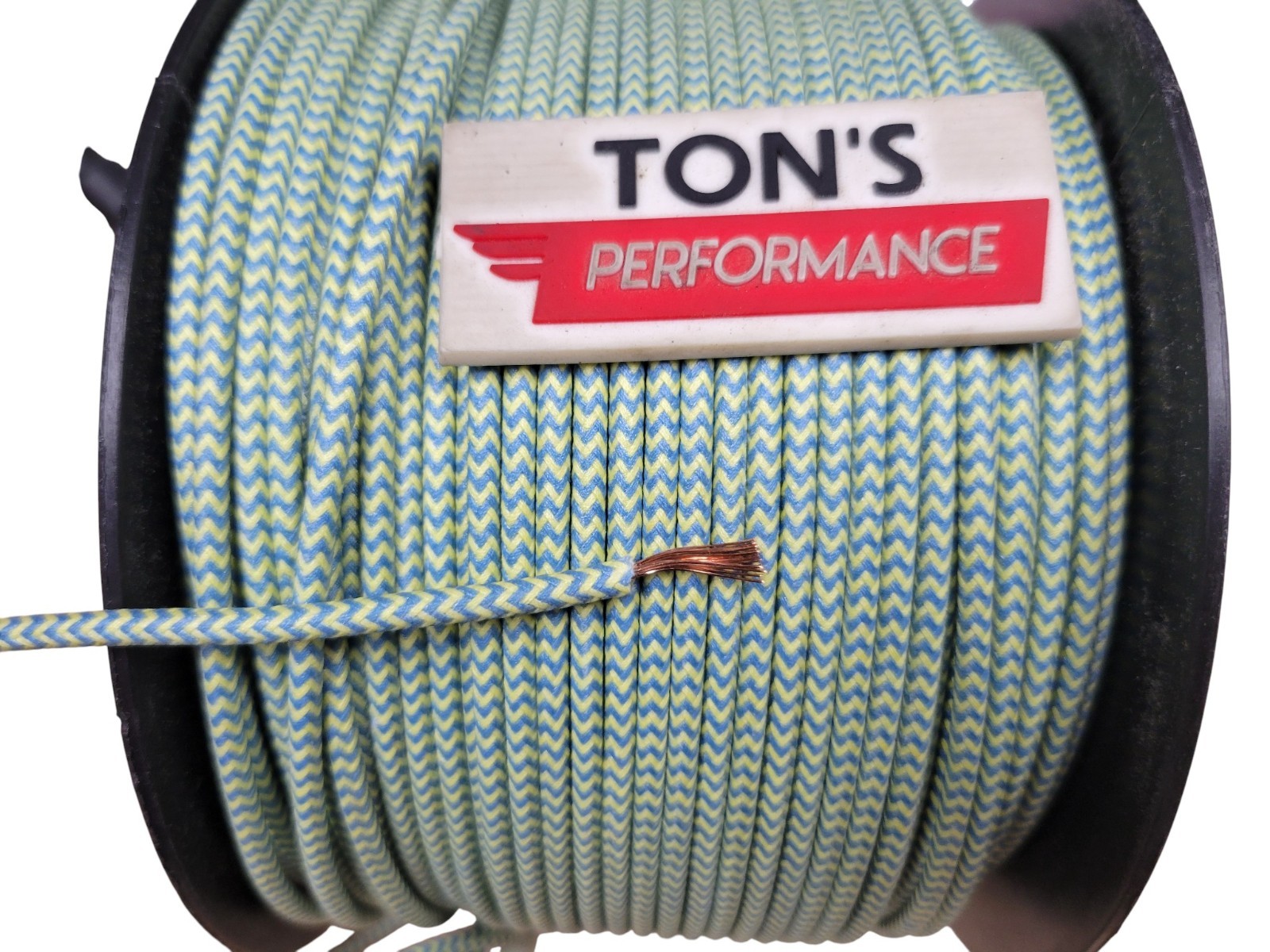 5 feet Vintage Braided Cloth Covered Primary Wire 16 gauge 16ga Blue Yellow Herr