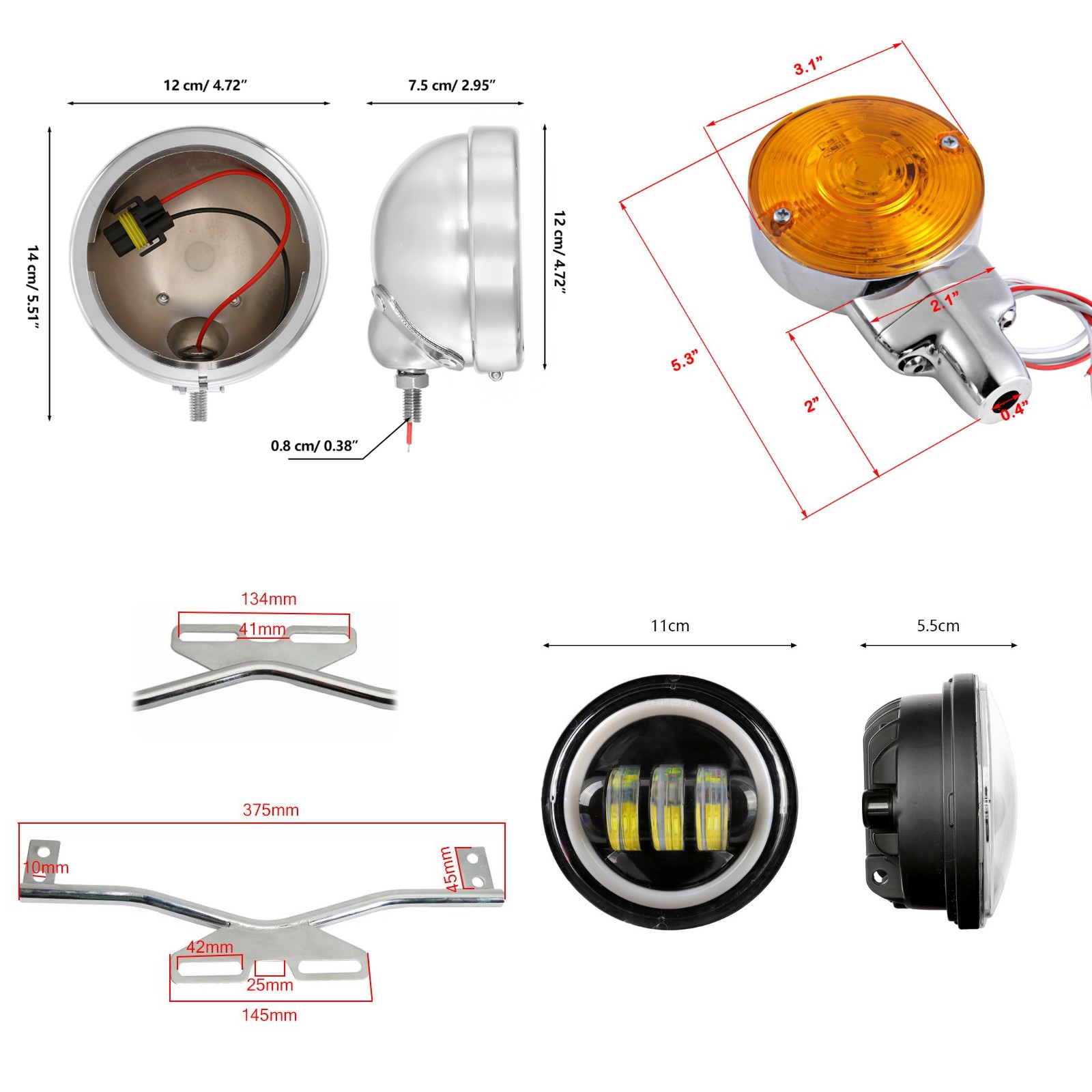 7″ LED Headlights & Fog Passing Light Bar For Kawasaki Vulcan VN 1500 1600 1700