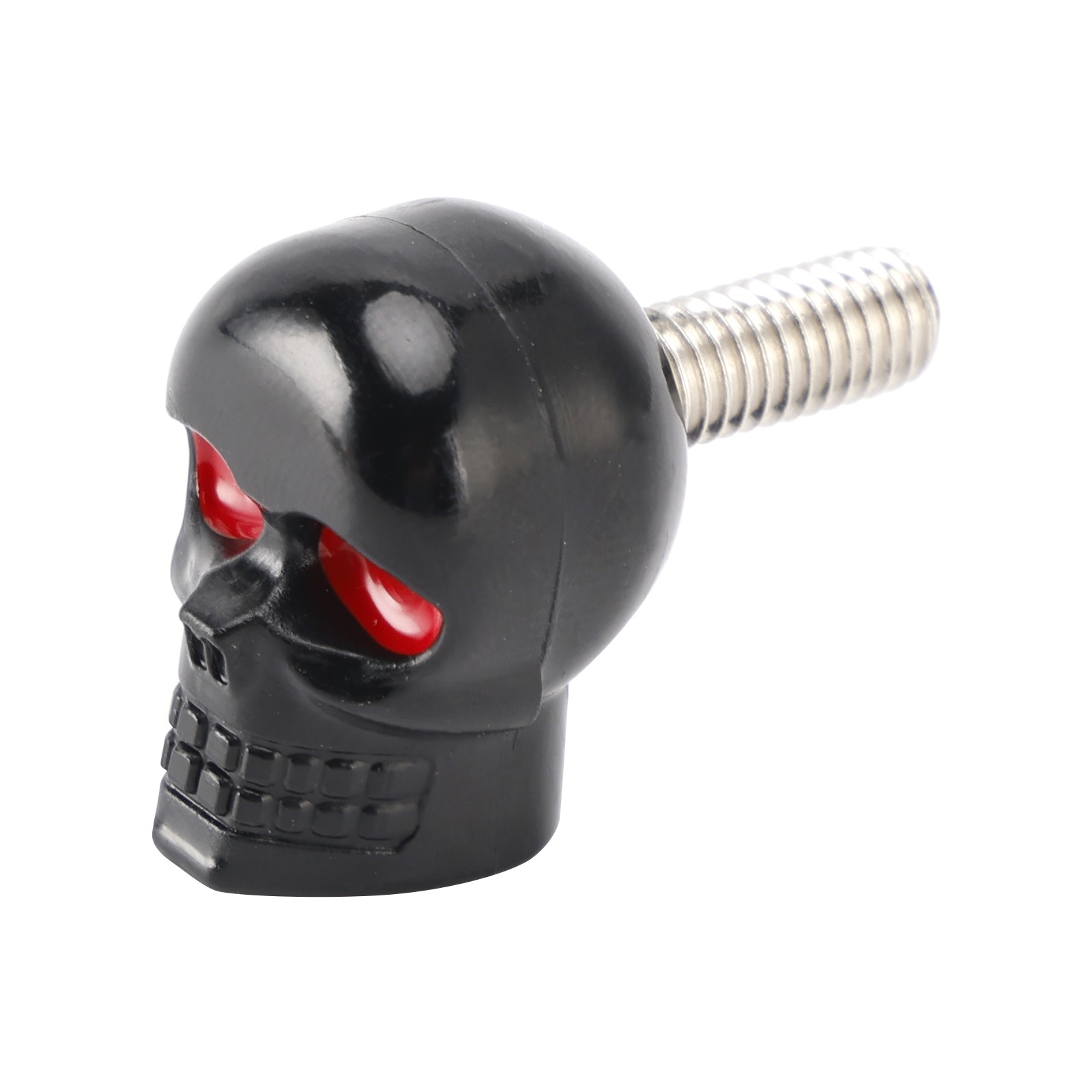 2x Motorcycle Bike Plastic Black Skull License Plate Bolt On Screw On Frame Nut