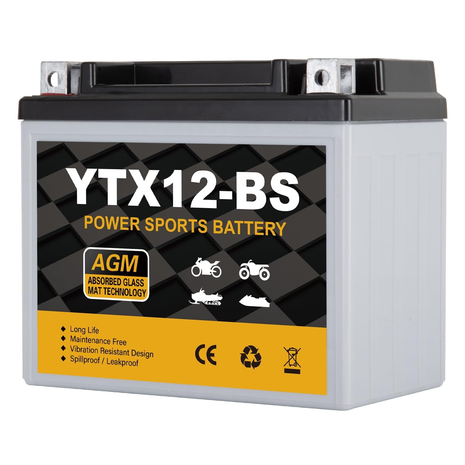 12V 10Ah Sealed AGM Motorcycle Battery – 180 CCA, Maintenance-Free, ATV/Scooter