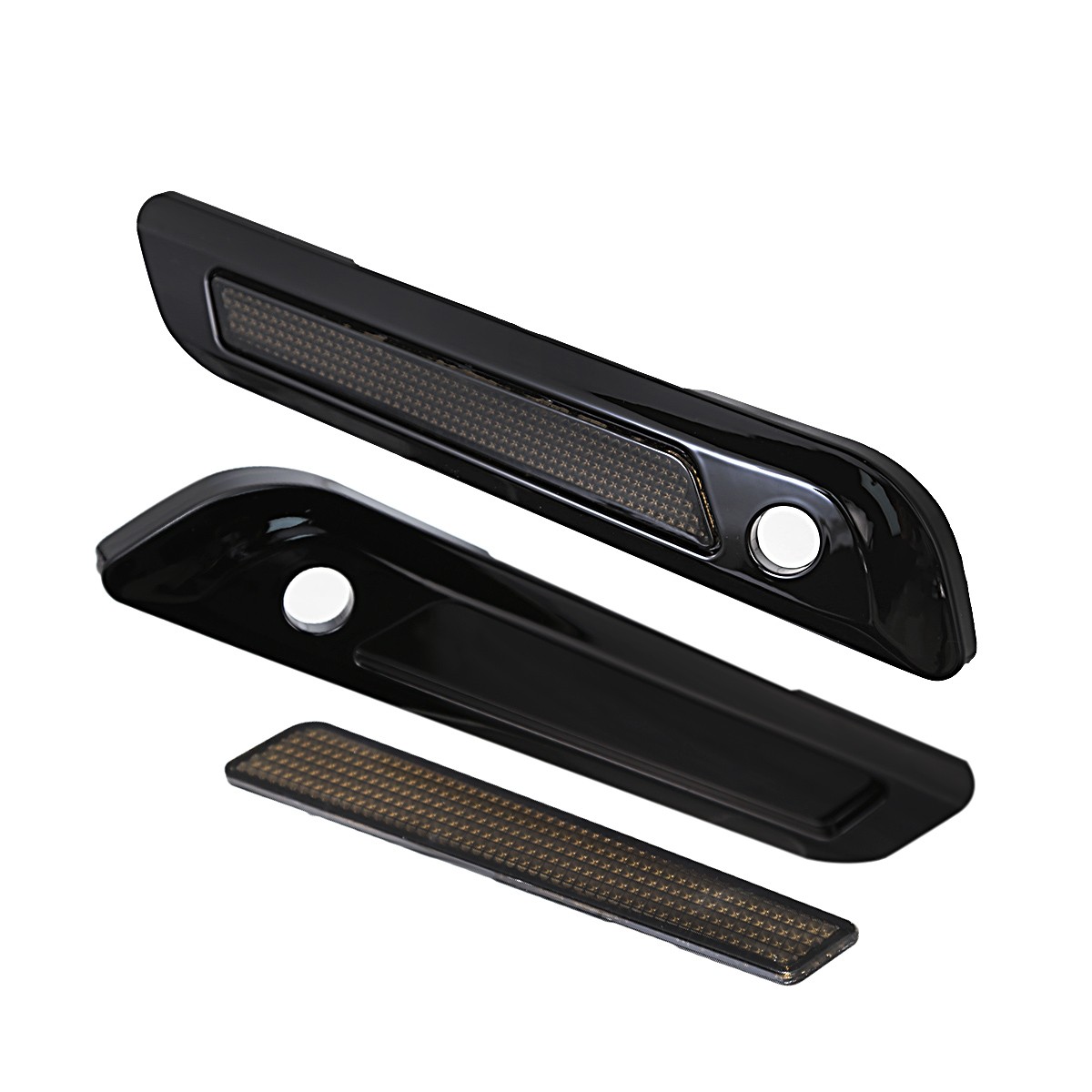 Gloss Black Hard Saddlebag Latch Cover Smoke Reflectors For Harley Touring 24-26