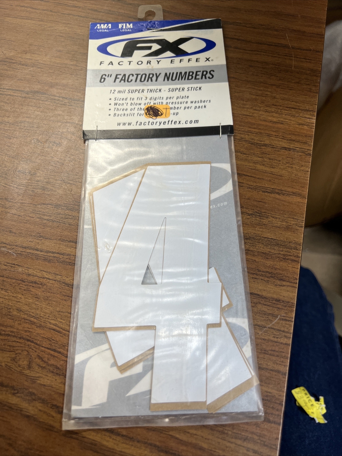 Factory Effex FX 6” White Factory Numbers 4 3 Pack 08-90054 12 Mil