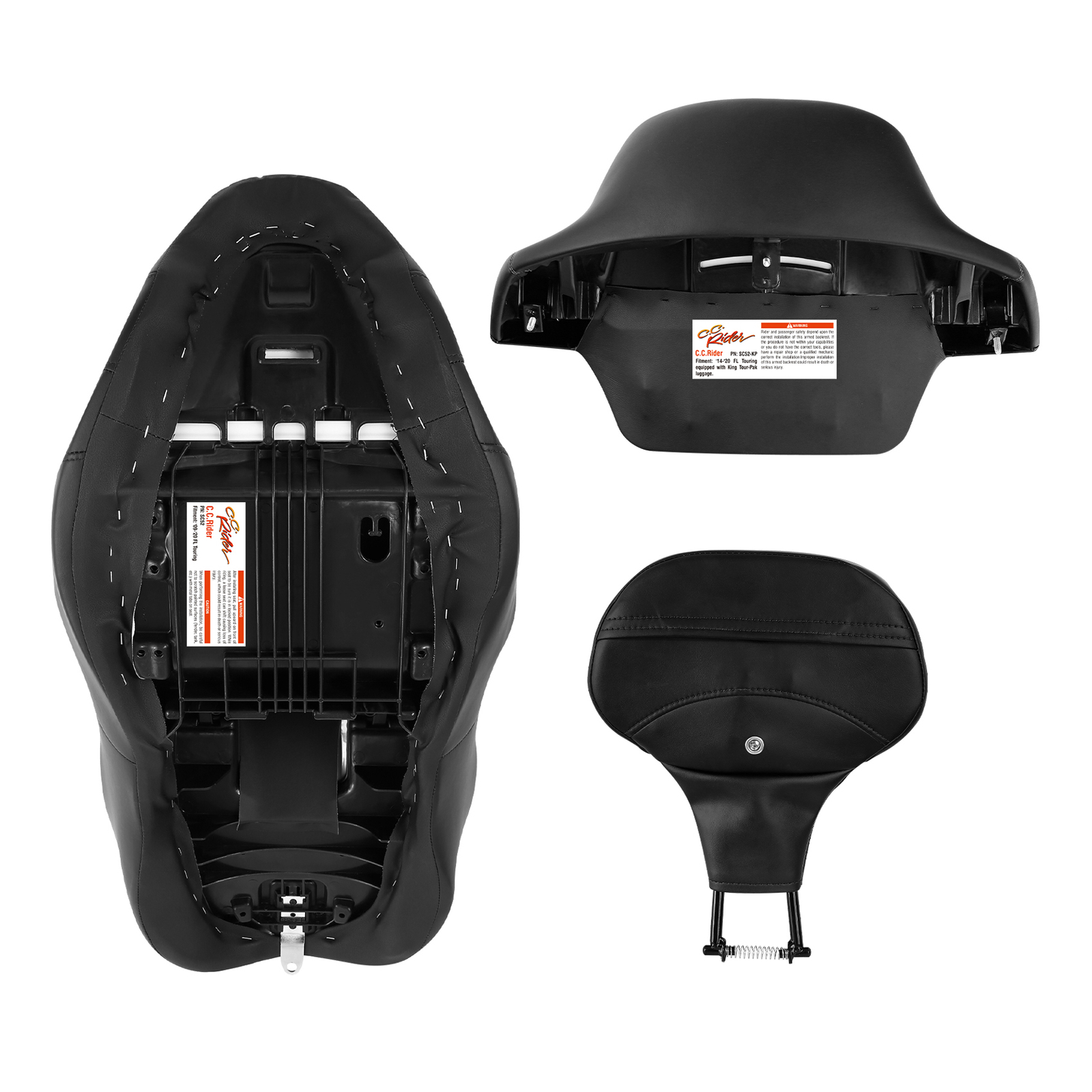 Driver & Passenger Seat Backrest Fit For Harley Touring Electra Road Glide 14-23