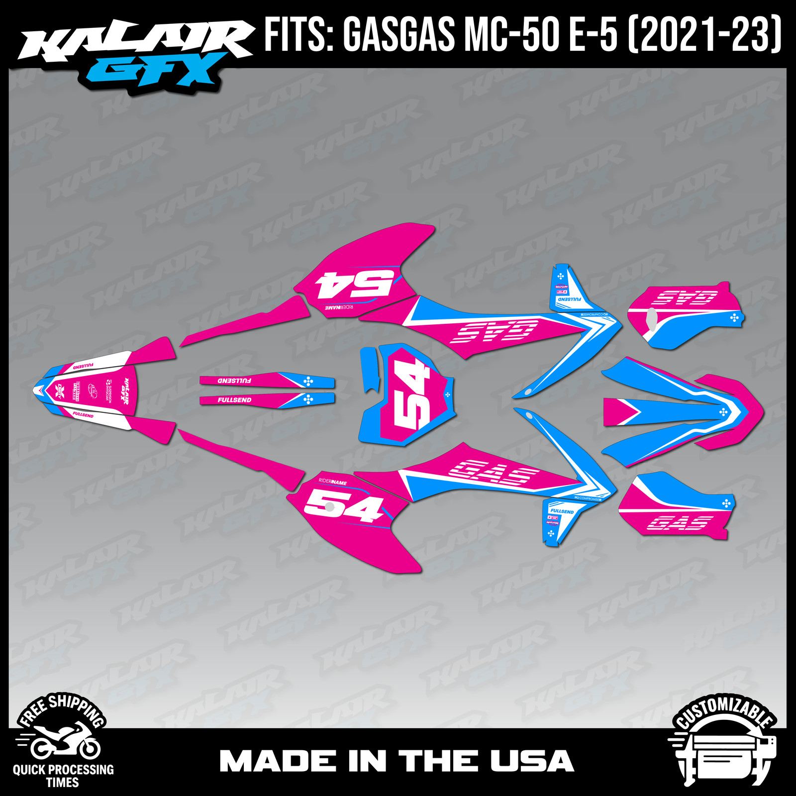 Graphics Kit for GasGas MC-50 MC-E5 (2021-2023) Inferno – MAGENTA