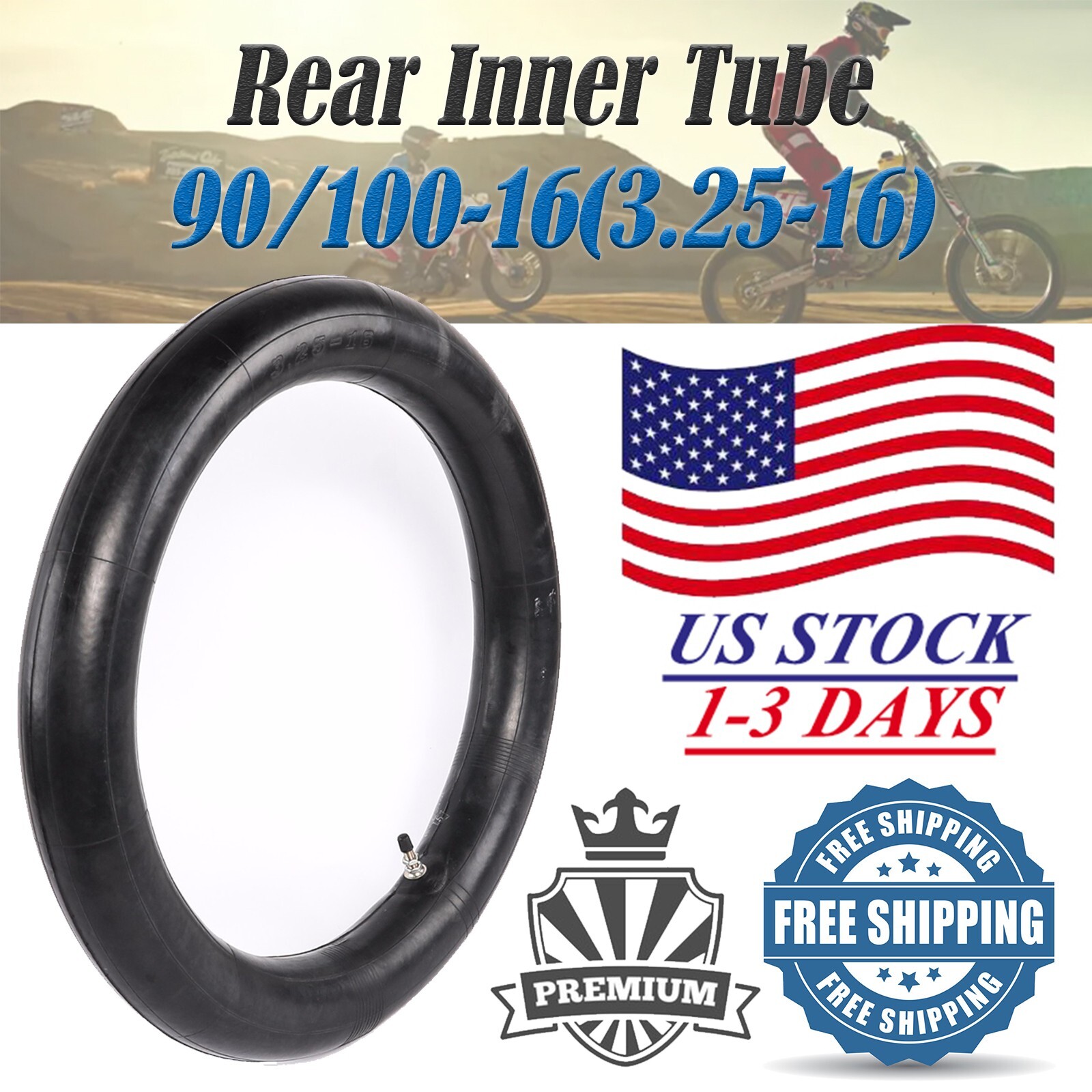 90/100-16 3.00-16 Rear Inner Tube 16” Tire Tube For Dirt Bike XR100 KX100