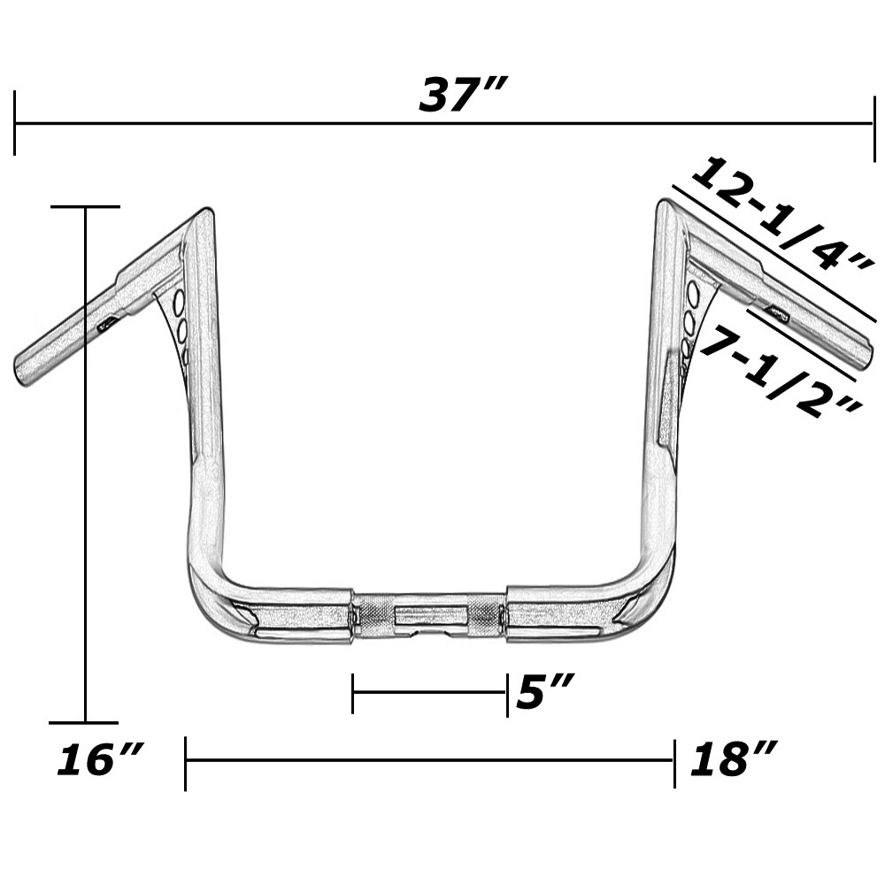 DNA 16″ Monkey Bagger Meathook Bar Handlebar For Harley Electra Glide Baggers