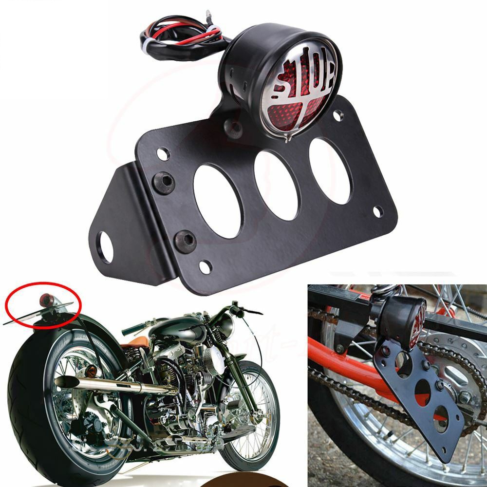 Motorcycle Side Mount Tail Light License Plate Bracket For Harley Chopper Bobber
