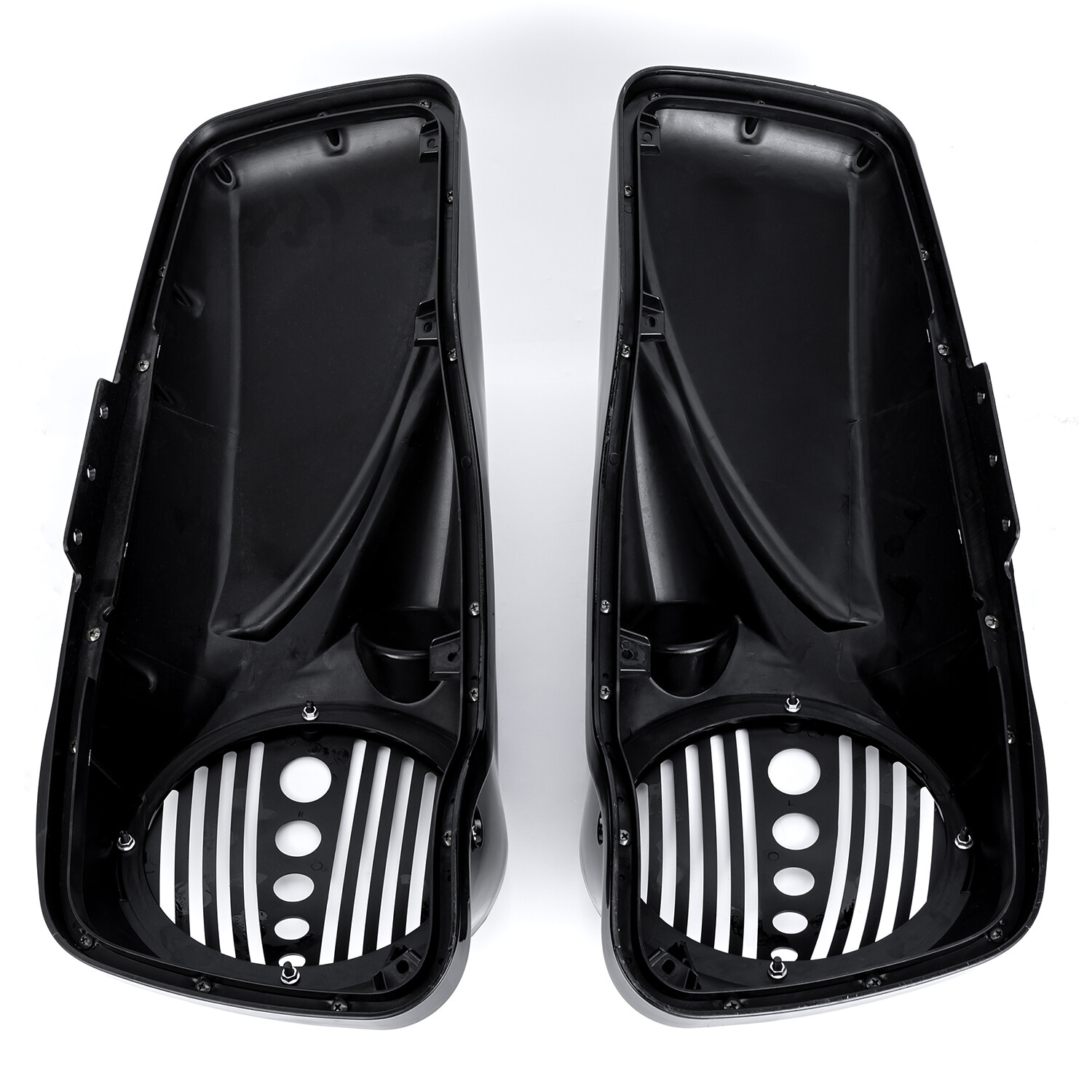 Vivid Black 8 inch Speaker Lids With Tweeter For Harley Touring 2014-2023 Models