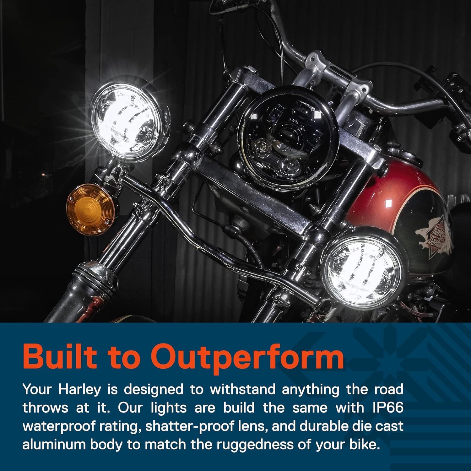 5.75 5-3/4 LED Projector Headlight + 4.5″ Fog Passing Lights For Motorcycle