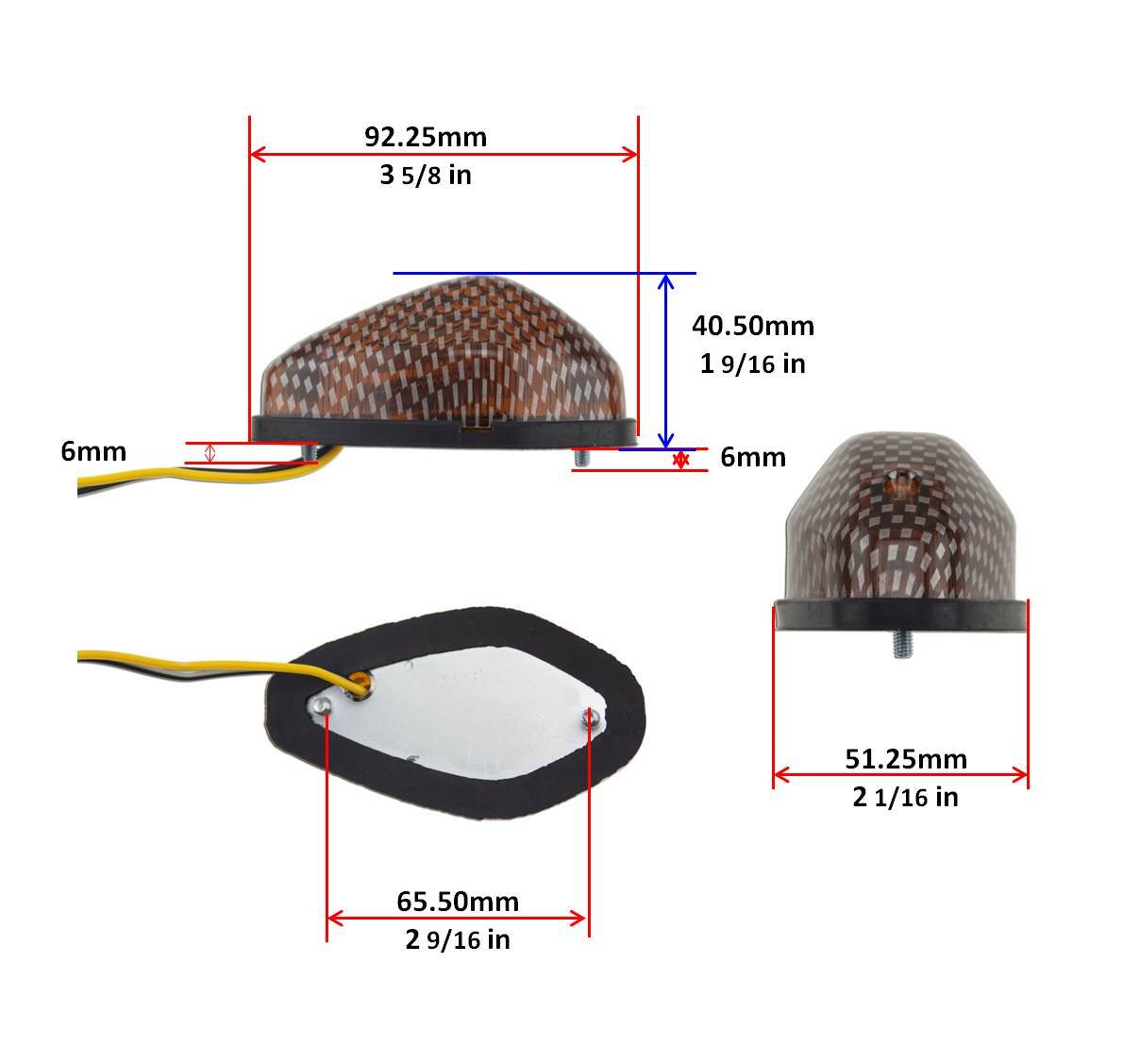 Surface Mount Light Carbon Universal Motorcycle Flow Turn Signal Marker