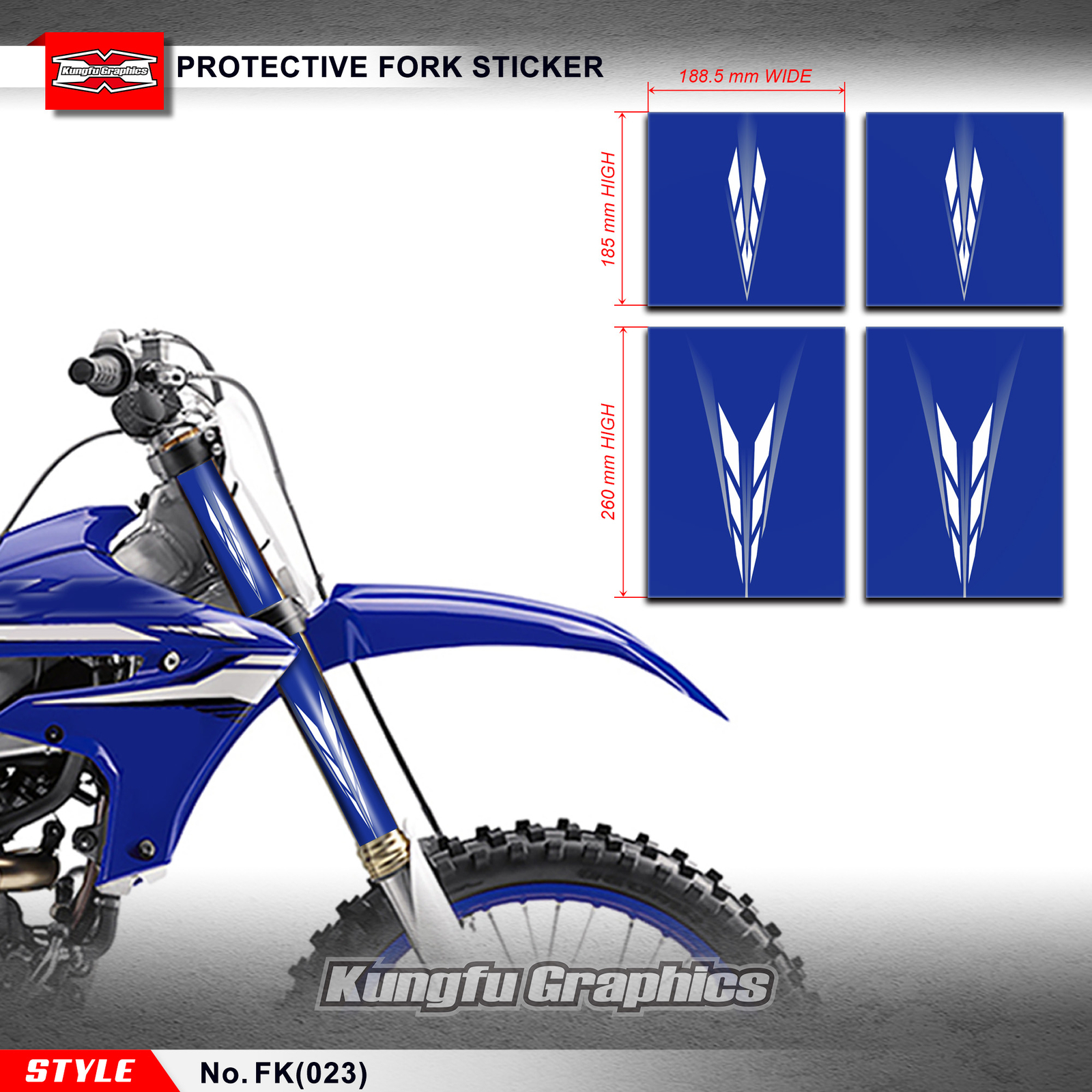 3M Dirt Bike Fork Leg Sticker Kit Vinyl Decal Wrap PVC Yamaha Blue Multi-Colored