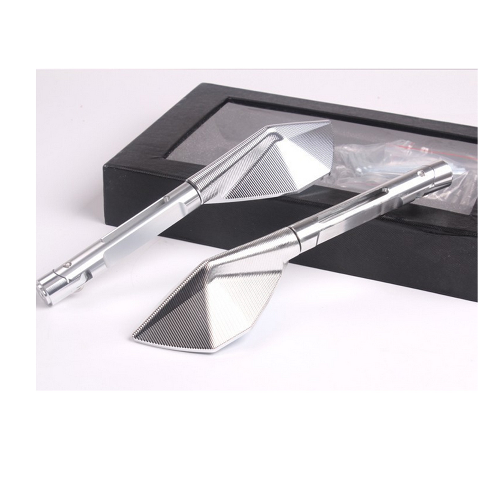 2x Universal CNC Alloy Motorcycle Rear view Aluminum Billet Mirrors 8mm 10mm