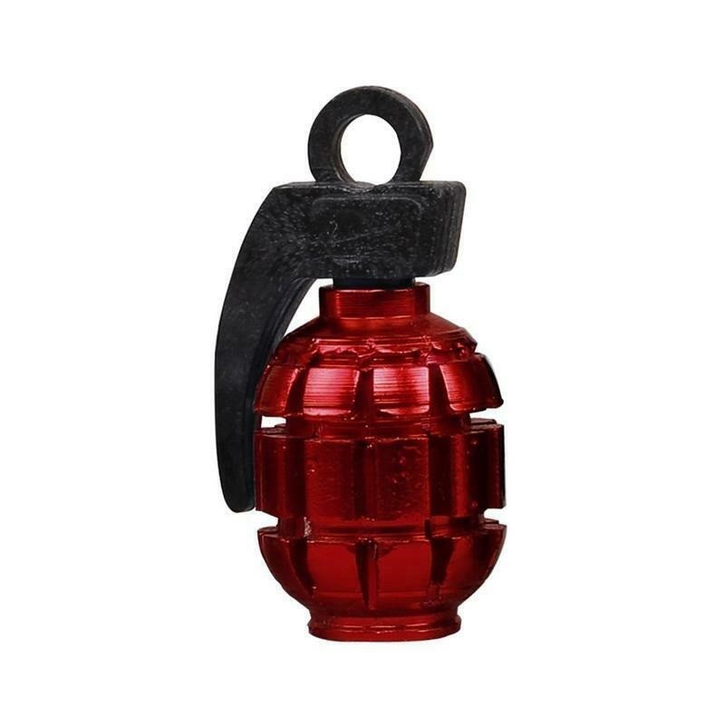 4x Red Grenade Car Tire Valve Stem Tyre Caps Covers Truck/Van/Motorcycle/Bike