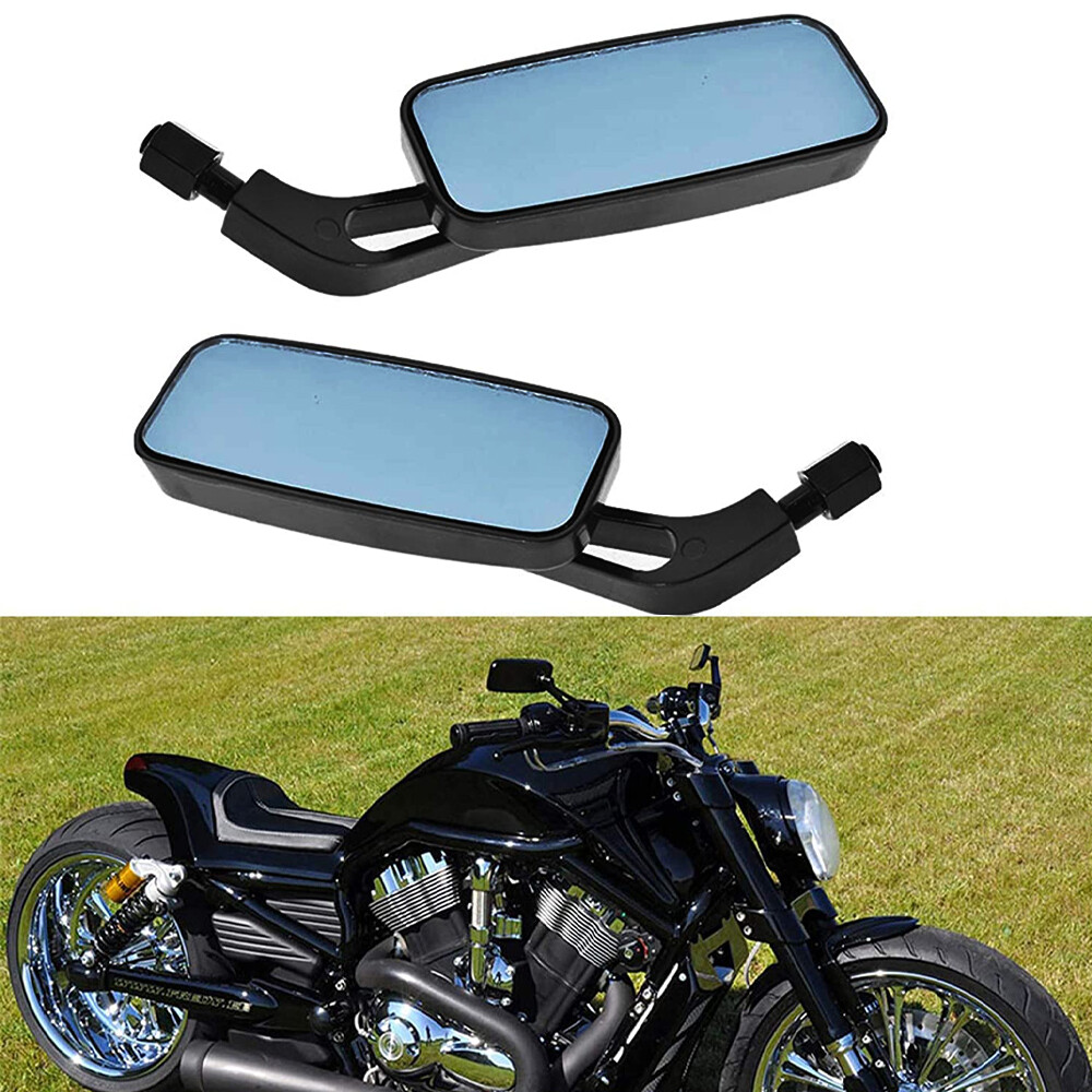 Pair Rectangle Motorcycle Mirrors For Harley Cruiser Bobber Rearview Side Mirror