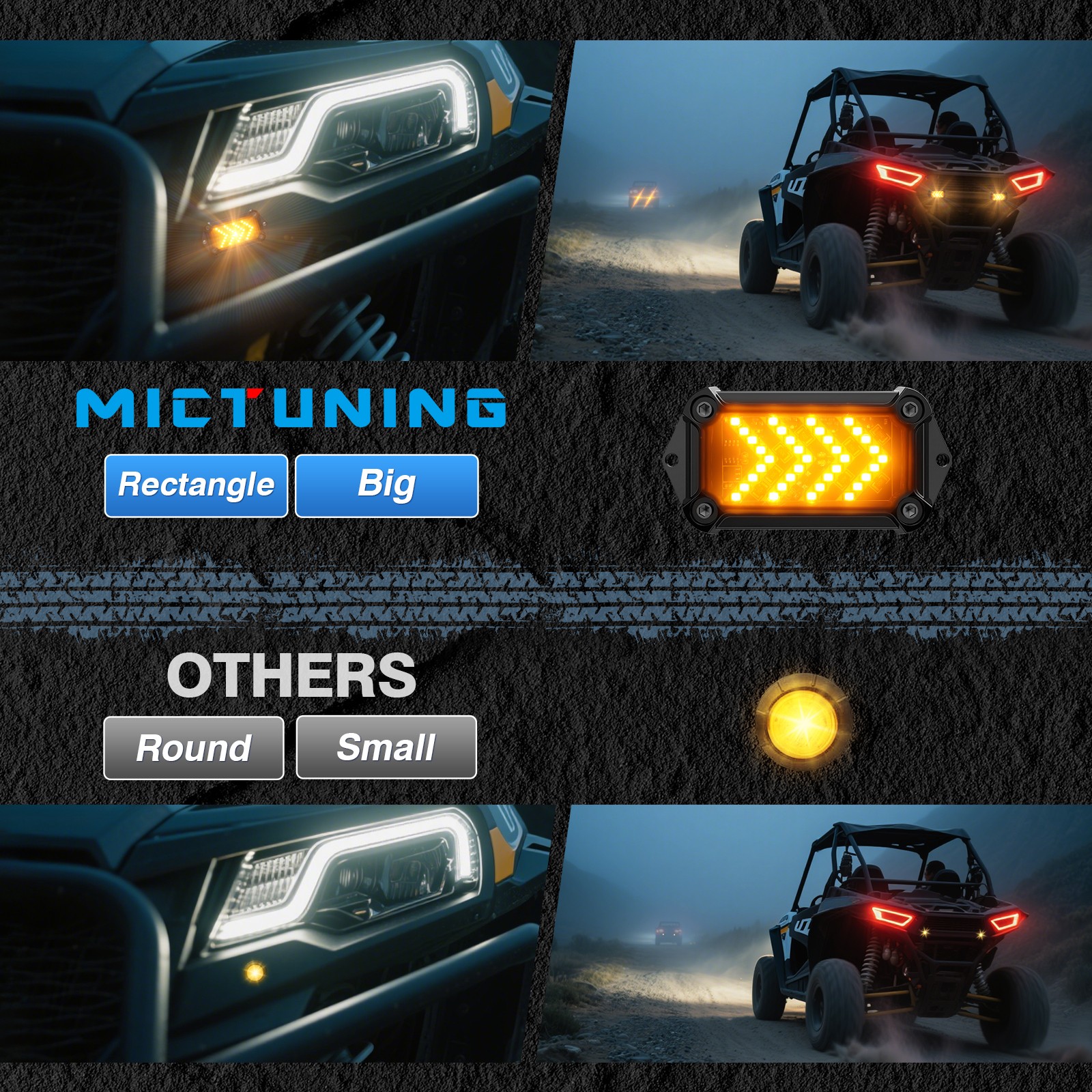 Street-Legal ATV/UTV Turn Signal w/ 110D Horn Triangle LED Blinkers & Switch Kit