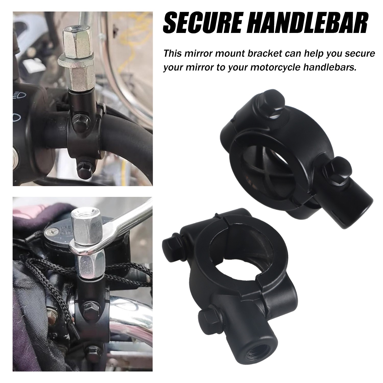 2x Universal Motorcycle Handle Bar Mirror Mount Holder Clamp Adaptor 7/8″ 8mm