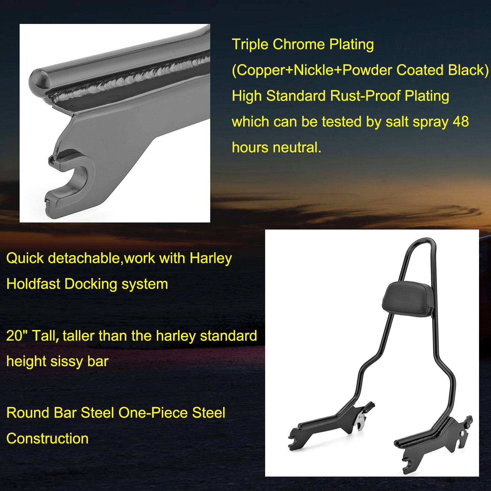 Passenger Backrest Sissy Bar For Harley Street Bob Low Rider Fat Boy Breakout