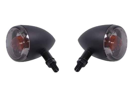 BLACK Motorcycle TURN SIGNALS/INDICATORS, 8mm Thread Mount (PAIR) 68-7012B LS
