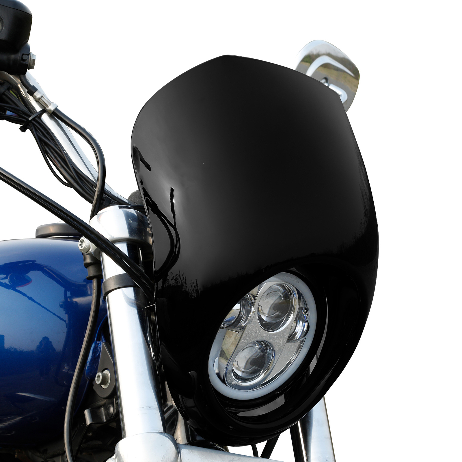 Cafe Headlight Fairing Custom Visor Fit For Harley Sportster DynaFX/XL Fork
