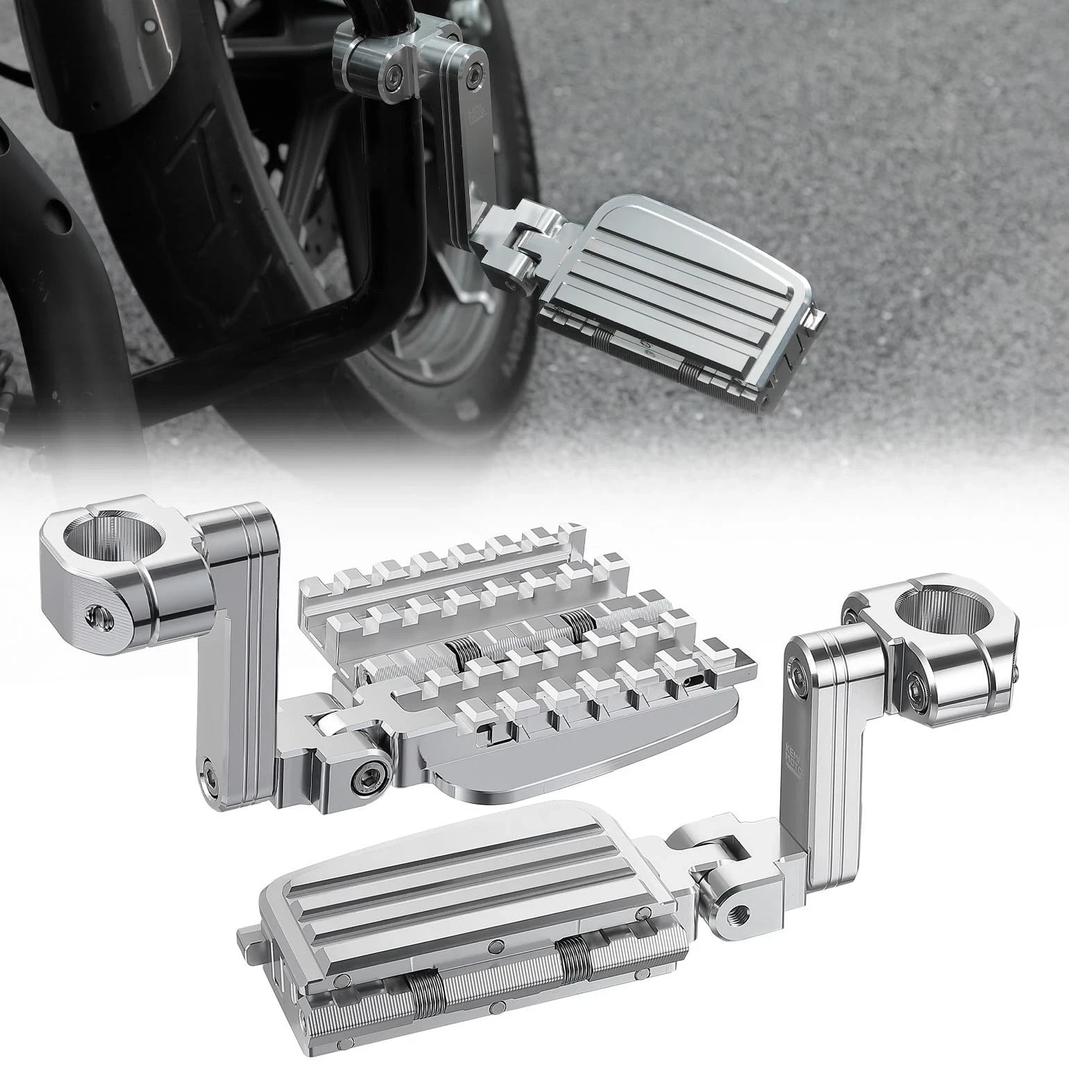 Kemi Moto Motorcycle Highway Pegs Expandable Heel Rests for Street Glide Road