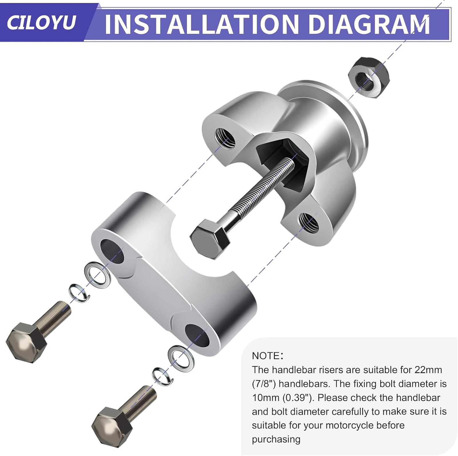 Motorcycle 22mm 7/8 Handlebar Risers Mount Clamps for Dirt Pit Bike | Dirt Bike