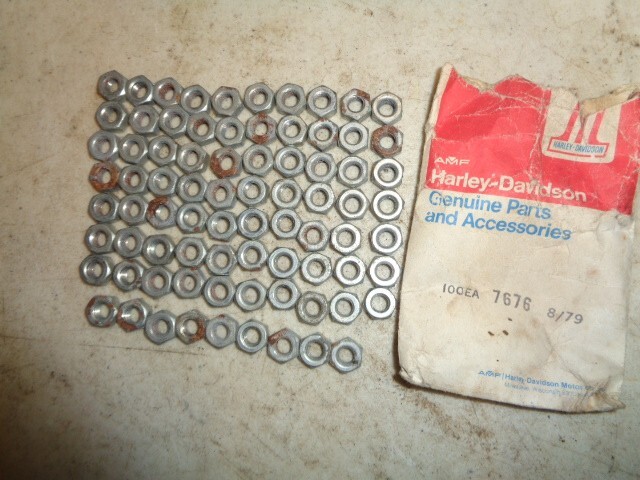NOS Harley Davidson Lot of 79 Nut have Oxidation 1/4-28X7/32X7/16Hex 7676