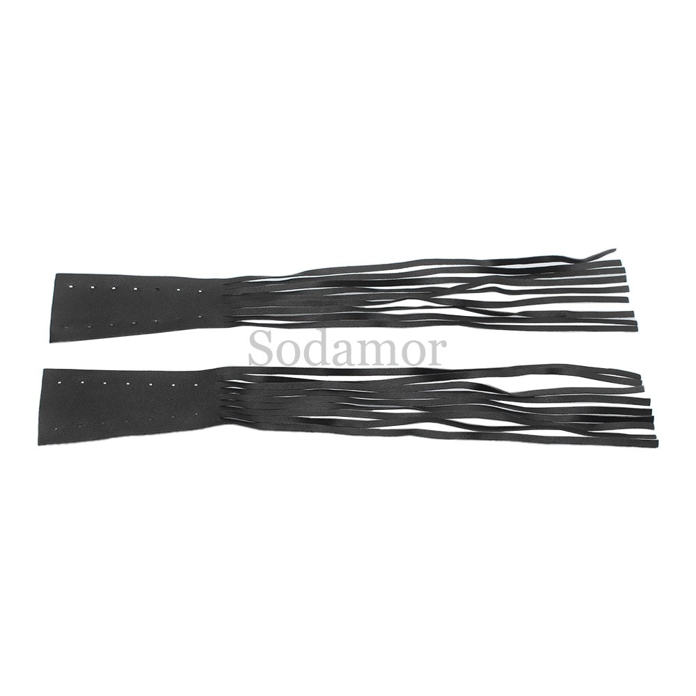 2PCS Universal Leather Brake Clutch Lever Fringe Long Tassels Grip For Harley