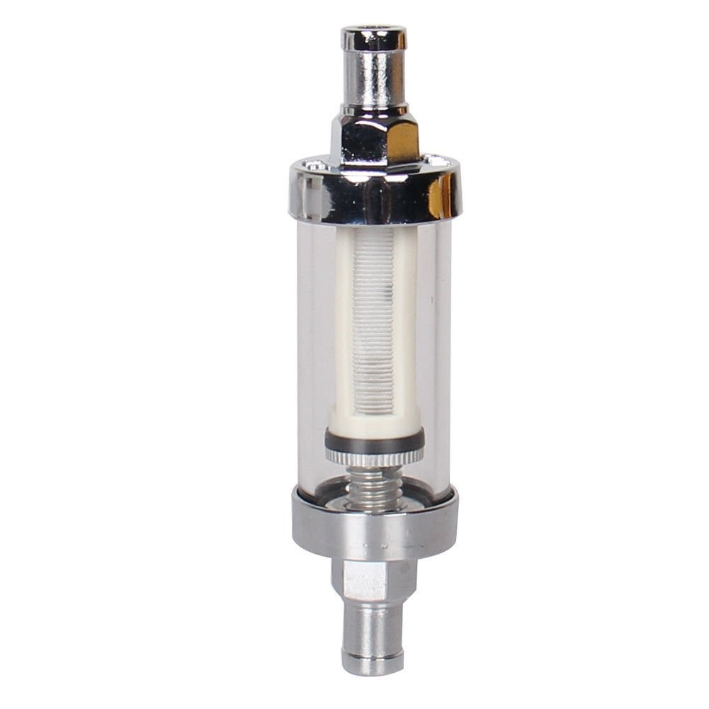 6mm 3/8 Chrome Finish Petrol In-Line Fuel Filter Simple To Install Clean
