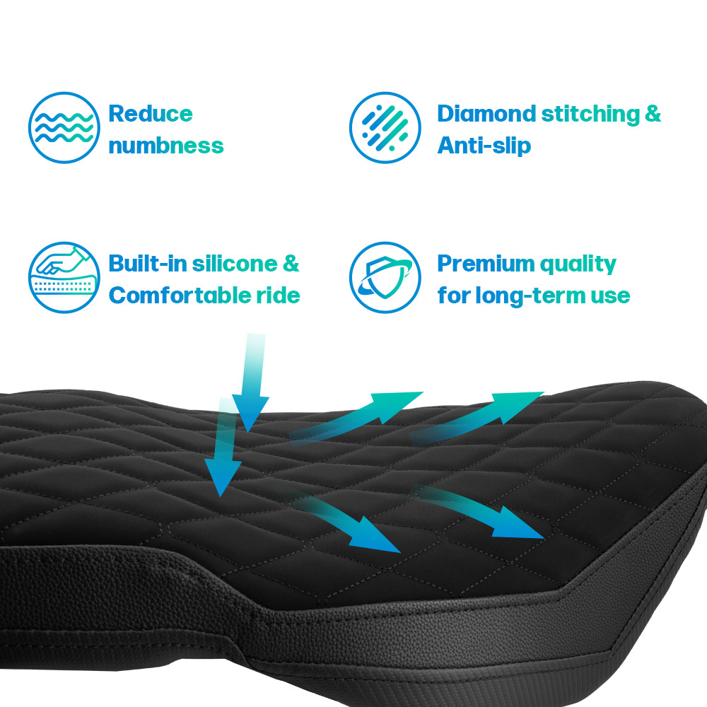 Diamond Black Stitch Full Seat Cushion w/ Gel For Honda Grom125 MSX125 2016-2020