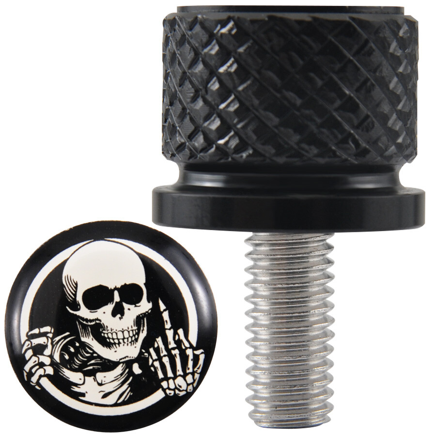 Black Rear Seat Bolt Screw Billet Aluminum Skull Head Knurled For Harley Touring