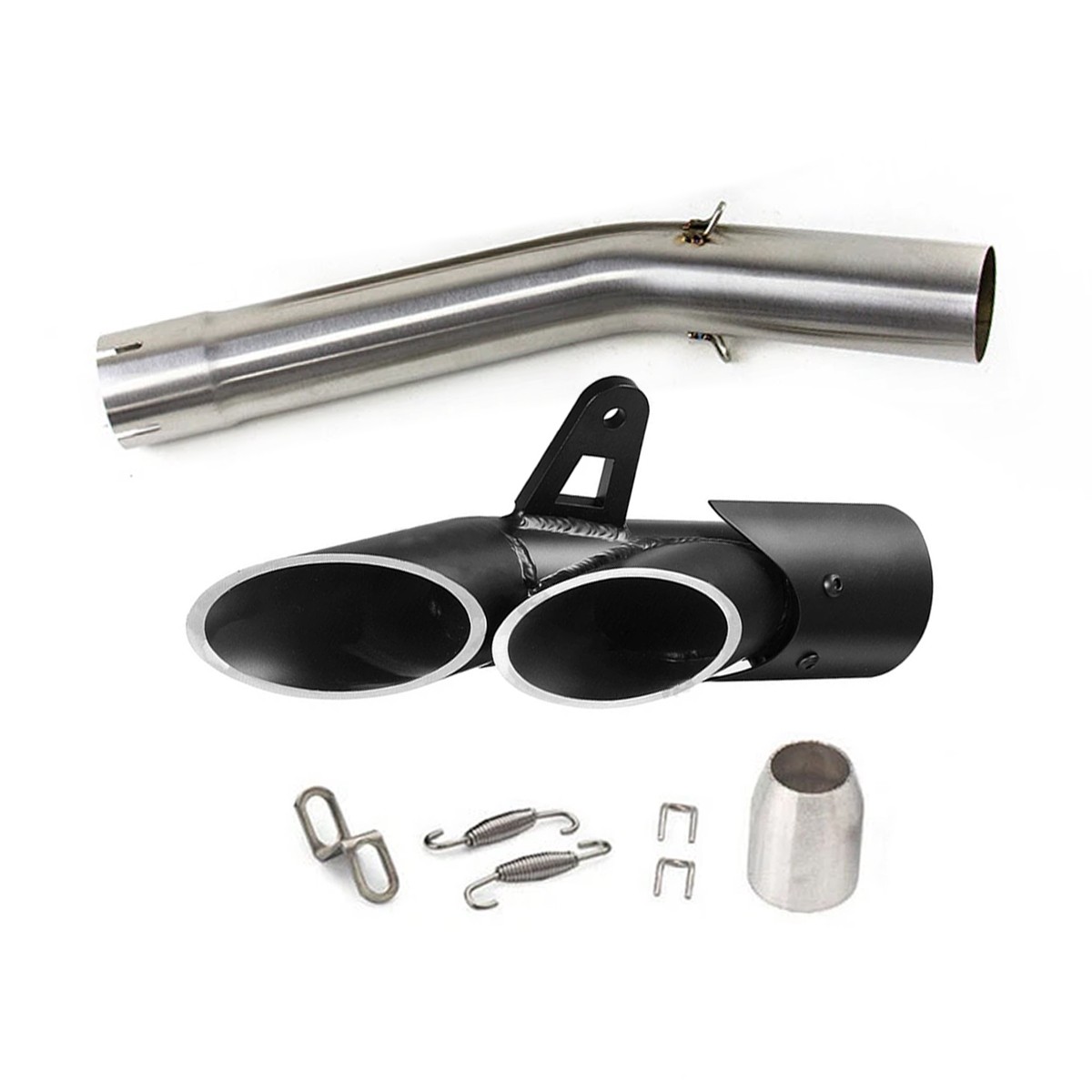 For Yamaha YZF R6 1998-2005 Exhaust Mid Pipe Black Muffler Tips Slip on System