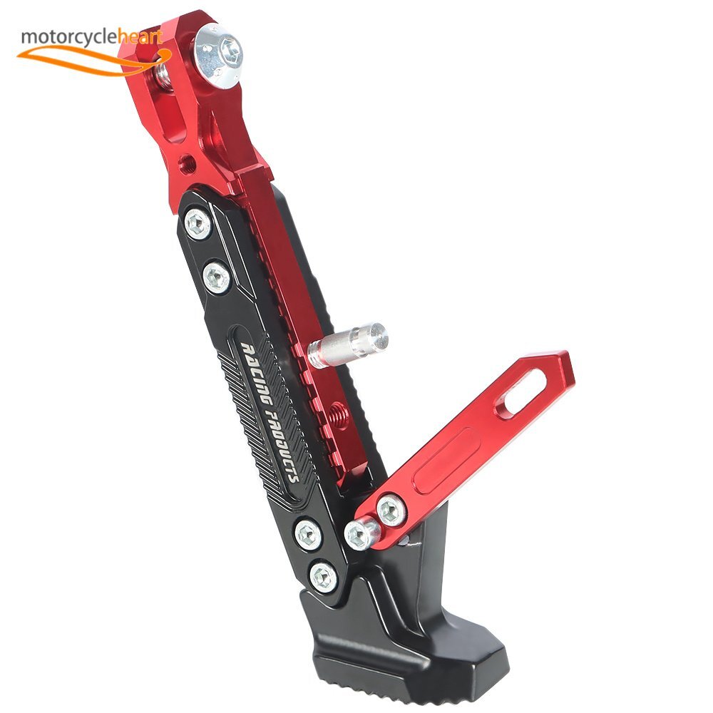 Red Adjustable CNC Aluminum Alloy Kickstand Motorcycle Foot Side Support Stand