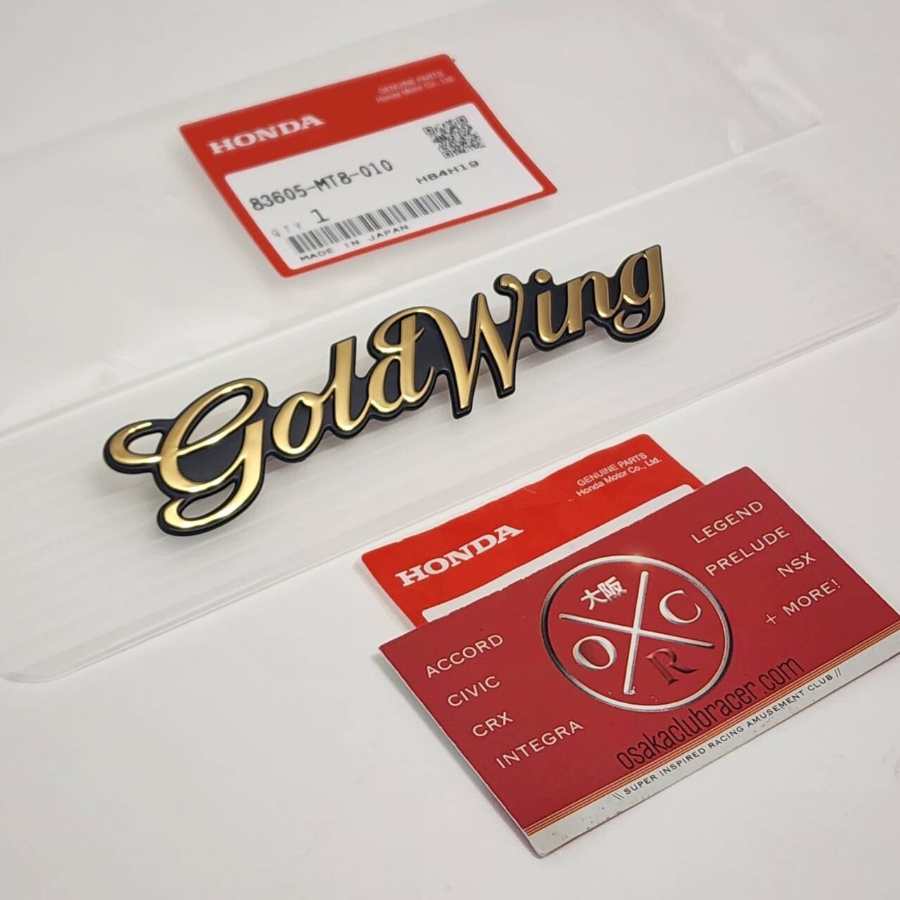 Genuine OEM 1988-2000 Honda Goldwing Side Emblem Badge 83605-MT8-010 NEW OE Gold