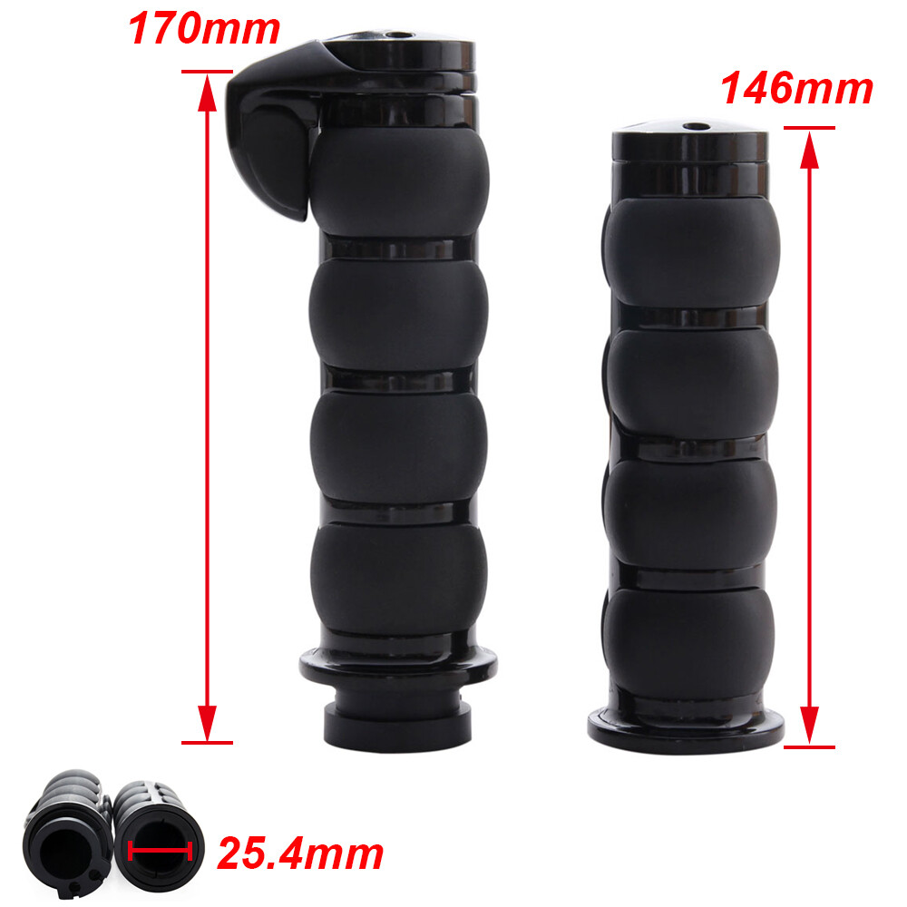 Black Motorcycle 1″ INCH Hand Grips Handlebar w/ Throttle For Harley Dyna Yamaha