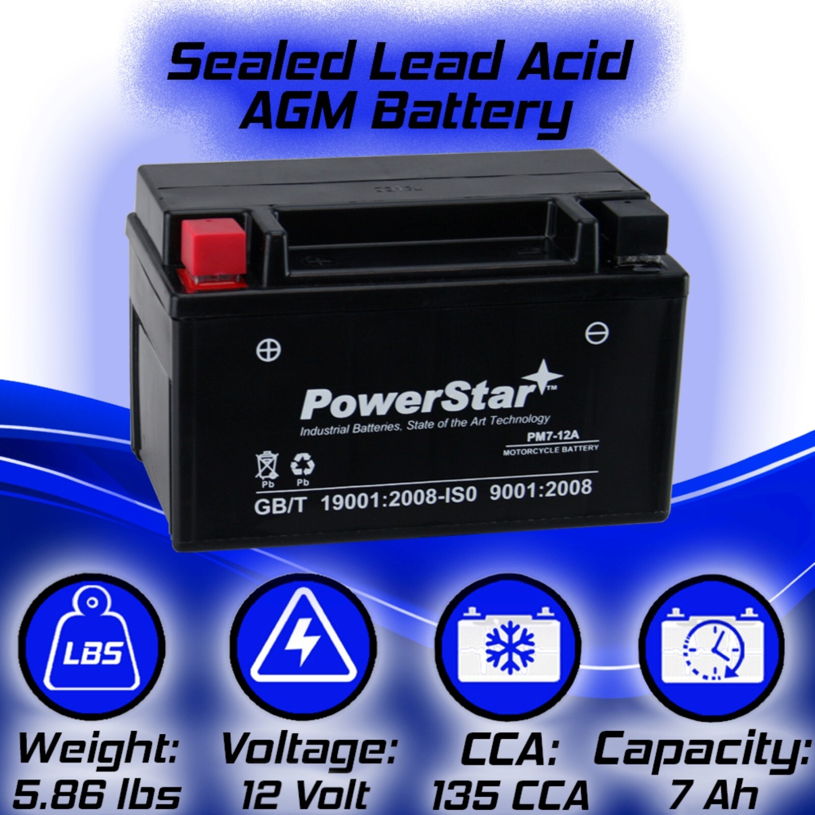 2 YEAR WARRANTY YTX7A-BS ATV Battery for Suzuki 90cc LTZ90 2009