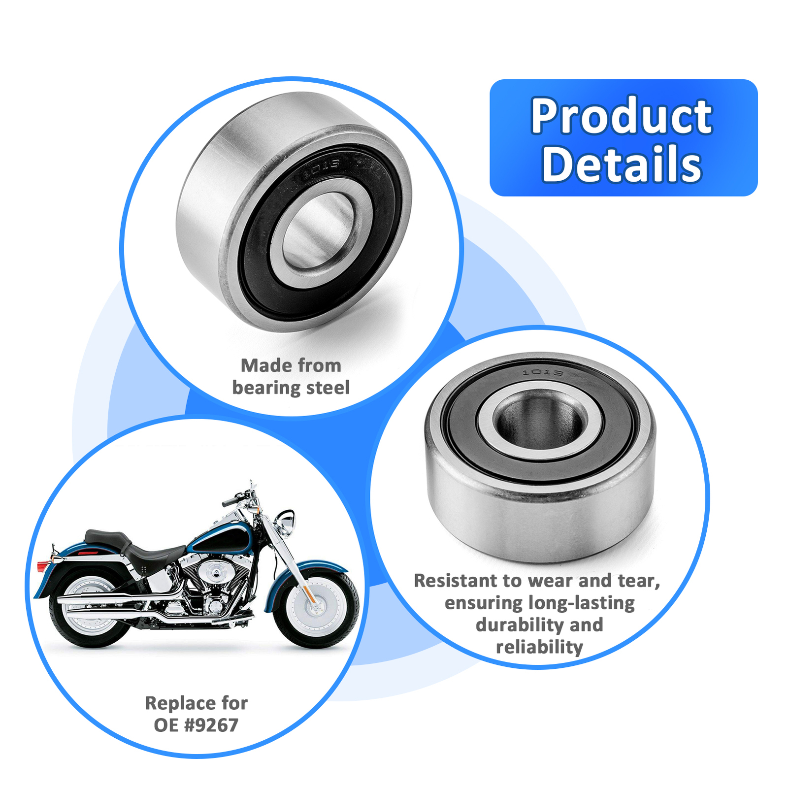 HD Sealed Wheel Bearing Kit Front Rear for Harley Davidson Replaces OEM #9267