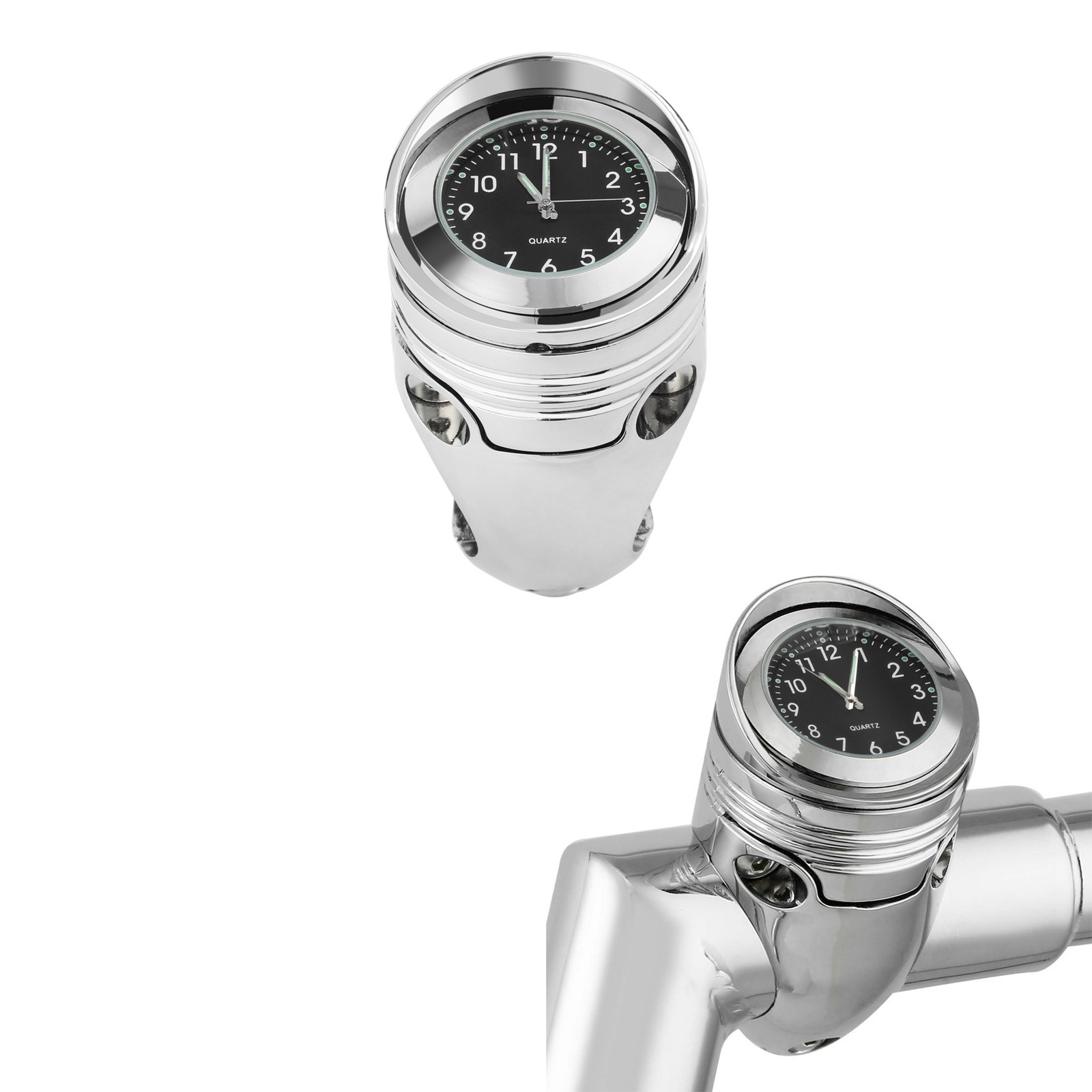 Handlebar Clock Chrome 1.25″ Mount Fit For Universal Motorcycle