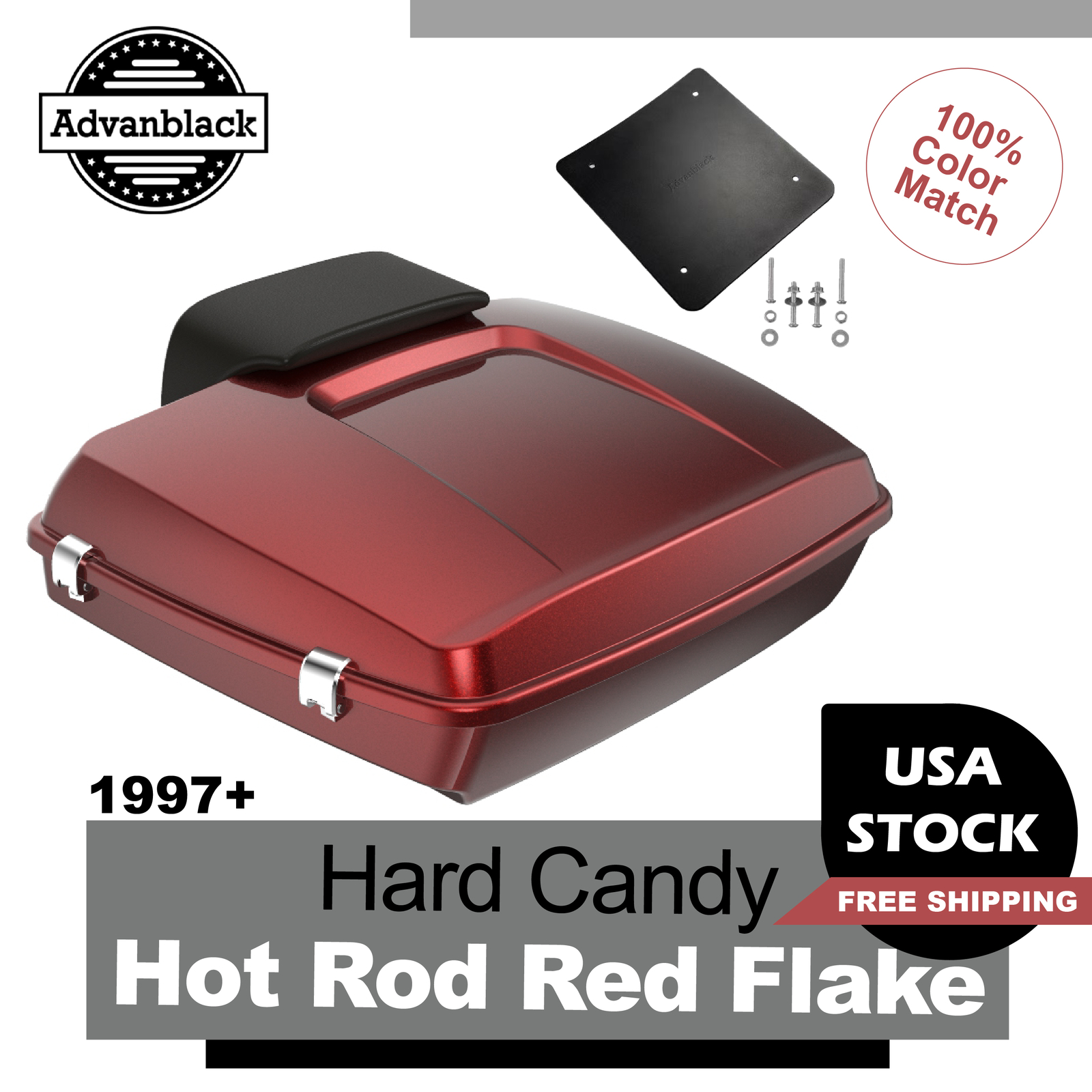 Hard Candy Hot Rod Red Flake Razor Tour Trunk Pack For 97+ Harley/Softail
