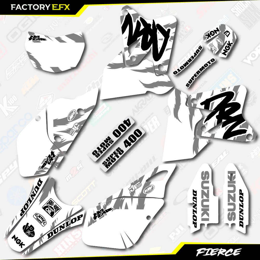 White Snow Fierce Racing Graphics Kit fit Suzuki Drz400 Drz 400 Drz400sm 400SM